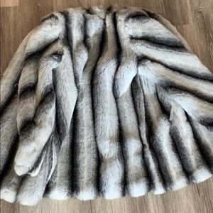 Pin Stripped Faux Fur Jacket/Coat